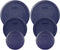 Pyrex Bundle - 6 Items: (2) 7402-PC 6/7-Cup Blue Plastic Lids & (2) 7201-PC 4-Cup Blue Plastic Lids & (2) 7200-PC 2-Cup Blue Plastic Lids